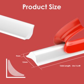 5M TPE Quadrant Trim White 12x9mm Plastic Trim Edging Strip Plastic Corner Trim Coving For Ceilings, Suitable For Wall & Floor