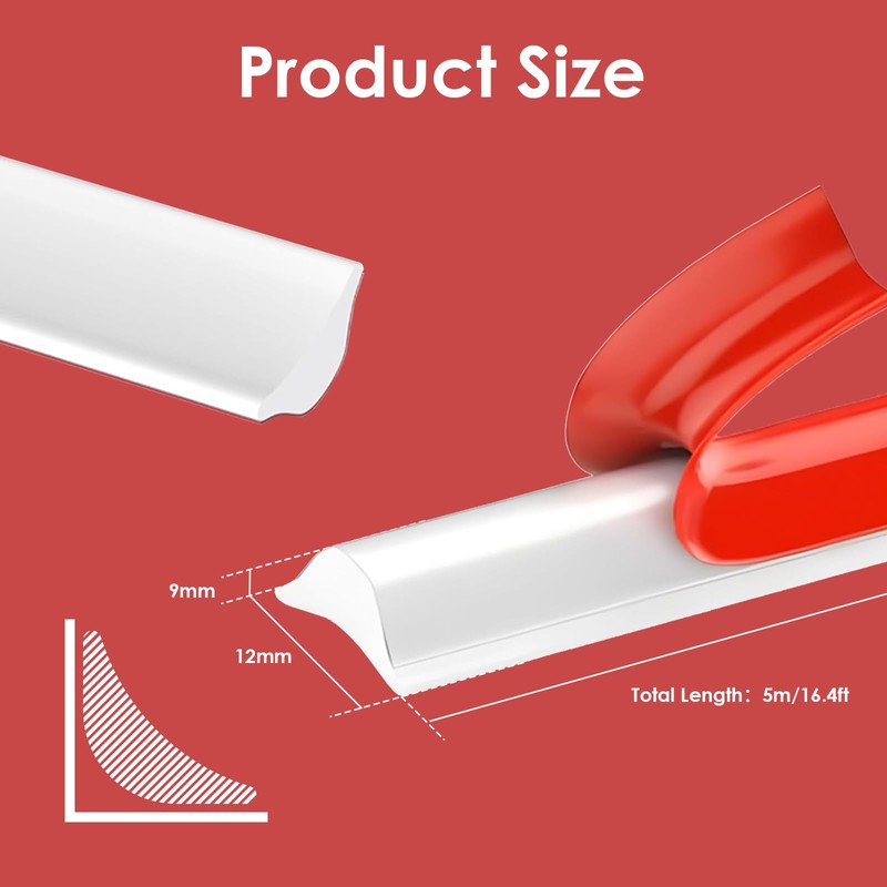 5M TPE Quadrant Trim White 12x9mm Plastic Trim Edging Strip