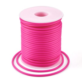 FASHEWELRY 27.34 Yards Hollow Pipe Rubber Cords 3mm Rubber Hollow Tube Cords Tubing Knitting Barber Cord with 1.5mm Hole for Knitting Projects (Camellia)