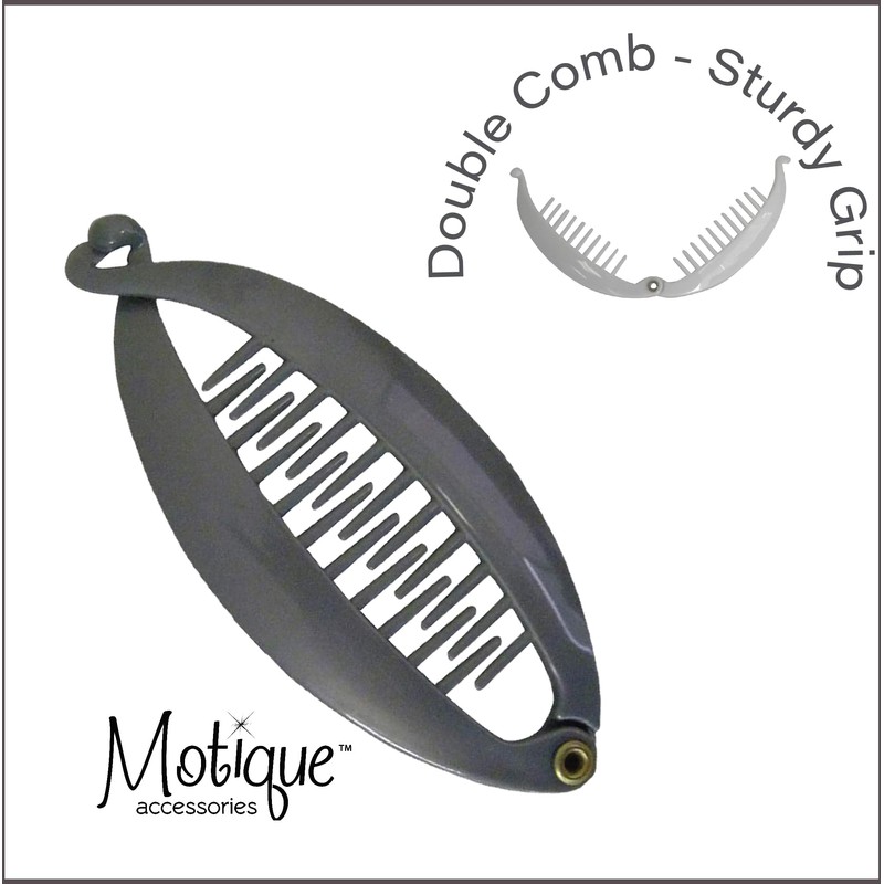 SET OF TWO Grey 3.5 Inch Mini Banana Clip Hair