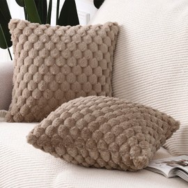 MADIZZ Faux Wool Camel Throw Pillow Covers 20x20 Inch Set of 2 Super Soft Boho Pillow Covers Decorative Textured Throw Pillowcases for Sofa Bedroom
