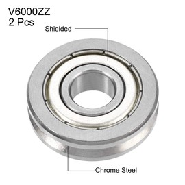 sourcing map V6000ZZ V-Groove Shaped Bearing 10x30x8mm Double Metal Shielded Chrome Steel Roller Guide Bearing 2pcs