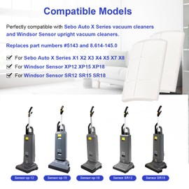 For SEBO 5143 Exhaust Filter Replacement: Compatible with Sebo 5143 Vacuum Filter For Automatic X Series and Windsor Sensor Sr12 Sr15 Sr18 Xp12 Xp15 Xp18 Vacuums Replacement for 8.614-145.0（12 Pcs）