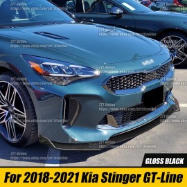 HAN For 18-21 Kia Stinger GT-Line Glossy Black Front Bumper Body Spoiler Lip