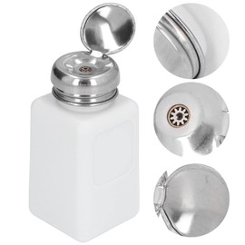 Acetone Pump Dispenser 200Ml Press Type Solvent Dispenser Esd Safe Anti Static Square Bottle With Stainless Steel Lid Solvent Dispenser (White)