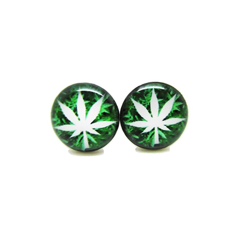 Pot Leaf Stud Post Earrings - New - Pair!