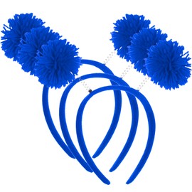 Haakong 3Pcs Pom Headband Head Bopper Headband for women Adults Party Accessory (Blue)