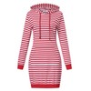 MISSKY Women Casual Long Sleeve Solid Color Pullover Hooded Dress,Red&White