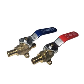 10 Pieces XFITTING 1/2" Pex Ball Valve with Drop Ear Hot and Cold, 5 Pieces Each - Full Port, Brass, Pex B, 10 Packs