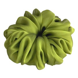 38 Colors Available, Big Scrunchies for Hair, Soft Cheer Chiffon large Ponytail Holder, Cute Birthday Gift for Women Girl Teen, Holiday Accessory (Olive Green)