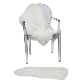 CUSHIMAX Luxurious Faux Sheepskin Rugs Chair Cover Seat Cushion Pad Area Rug for Bedroom, Living Room, Armchair, Couch & Car Seat, A Luxury Home décor, Easy to Clean, 2 x 3 Feet, White