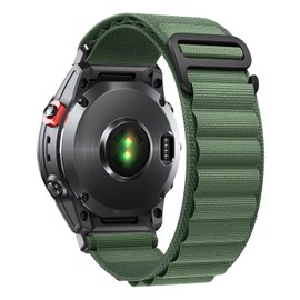 SumRioo QuickFit 26mm Strap for Garmin Fenix 8/8 Solar 51mm/7X Pro/7X/6X Pro/6X/5X Plus/5X, Nylon Alpine Loop Watch Strap for Garmin Fenix 3/3HR, Enduro 3, Epix 2 Pro, Tactix Delta, Green