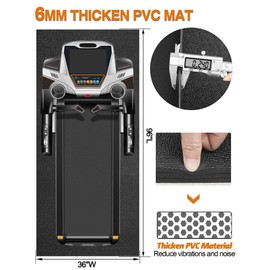 Treadmill Mat,96" x 36",6mm Thickness Exercise Equipment Mat for Carpet Hardwood Floors, Compatible with Walking Pad,Spin Bike,Elliptical Trainer,Rowing Machine