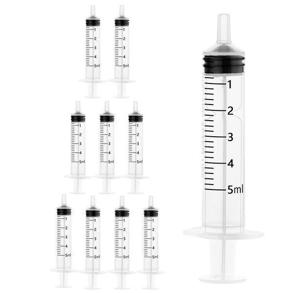 10 Pack 5ml Plastic Syringe without Needle,Sterile Syringe for Feeding,Liquid