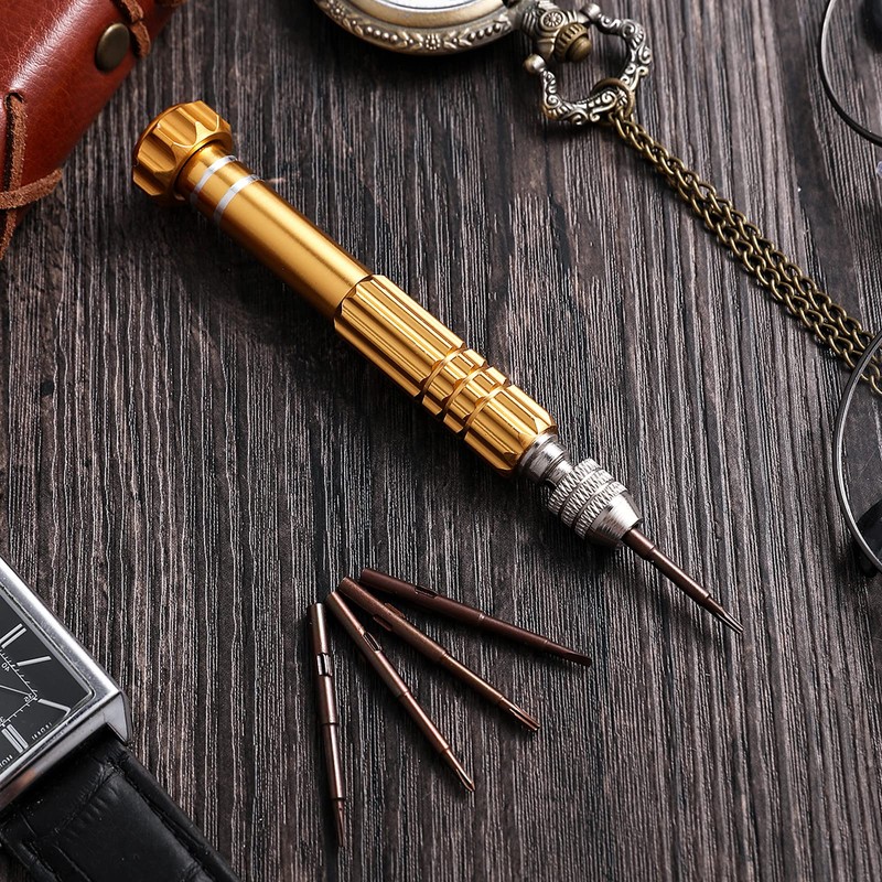 Grevosea 5-in-1 Mini Screwdriver Set, Multifunctional Tiny Screwdriver Slotted and