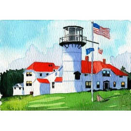 Bella Terra Chatham Lighthouse Cape Cod Massachusetts Watercolor Notecards - Set of 12