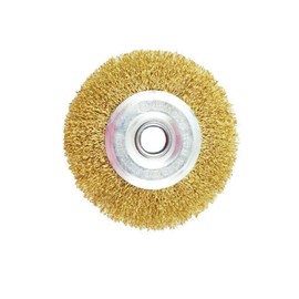 Dinghaole 100mm Flat Wire Wheel Flat Copper Plated Yellow Wire Brush Parallel Stainless Steel Rust Removal Brush for Sanding and Polishing