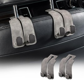 JUSTBOKU Headrest Hooks, Car Hooks, Luggage Hang, Car Seat Hooks, Car Double Sided Hooks, Car Storage Hooks, Set of 2 (Gray)