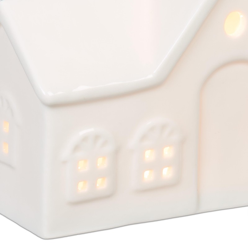 Relaxdays Ceramic Tea Light House, Light House for 1 Tea