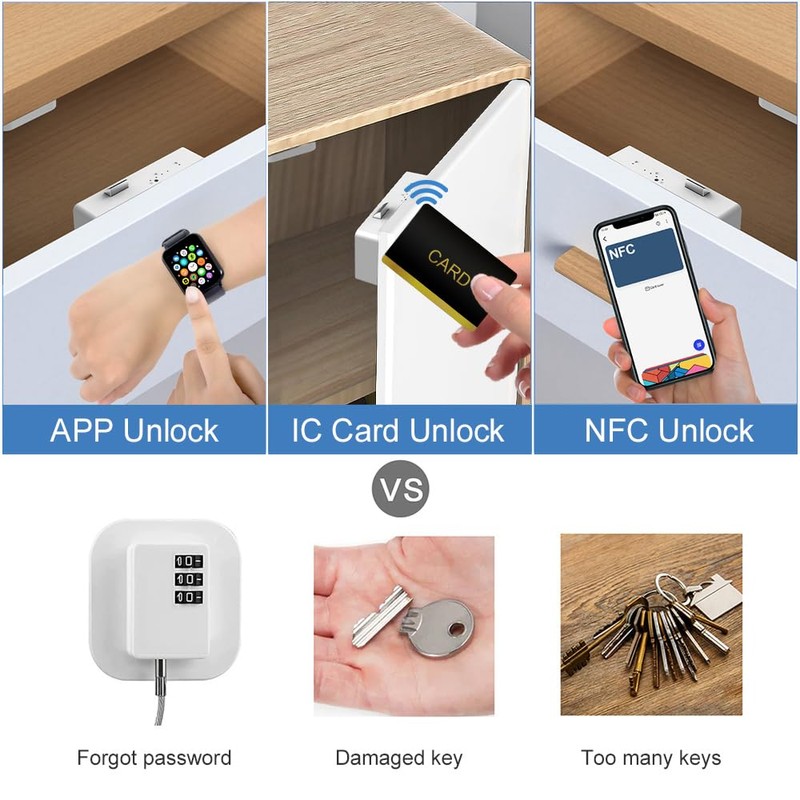 Drawer Lock RFID Card NFC Hidden Cabinet Lock for Kitchen