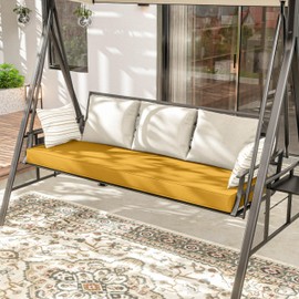 Pakunoda Premium Outdoor Bench Cushions for Patio Furniture 3.5inches Memory Foam Bench Cushion Waterproof Fade Resistant Porch Swing Cushions with Straps 60×18 Inch Yellow