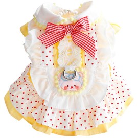 Dog Princess Dresses for Small Dogs Lolita Clothes Costume Pet Hoodies Girl Cute Coat Outfits Spring Costumes (M,Yellow)