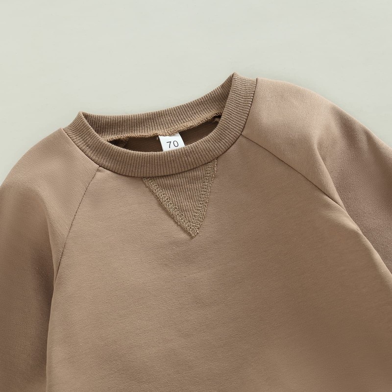 Toddler Baby Boy Clothes Solid Color Long Sleeve Crewneck Sweatshirt