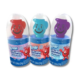 Kool-Aid Candy Collection - Variety of Lollipop Dippers, Gummies, Fizzy Popping Candy, Rock Candy, Chews, and Gum By Lyza's Sweets & Treats (Pack of 3, Lollipop Dippers (One Each Flavor))