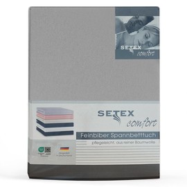 SETEX - Flannelette Bed Sheet with Elastic Band Cuddly Soft - Flannelette Fitted Sheet Made of 100% Cotton with All-Round Elastic Band - Bed Sheet 100 x 200 cm Silver