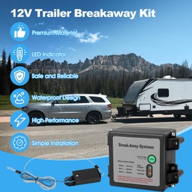 VINGVO Trailer Breakaway Kit, 12V Electric Trailer Brakes Breakaway Kit with Test Light,Electric LED Test Break Breakaway Controller Kit, Universal Break Away System for Caravans Vehicle