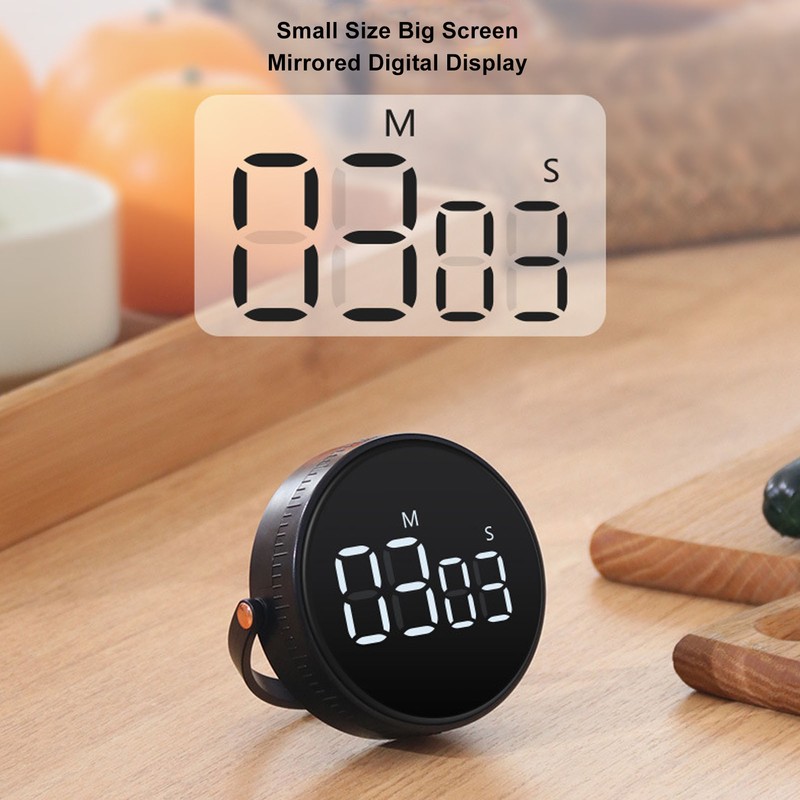 Digital Kitchen Timer LED Display Rotating 3 Volume Levels Adjustable