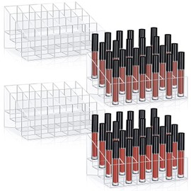 4 Organizadores de Soporte de L¨¢piz Labial 24 Ranuras Organizador de Maquillaje de L¨¢piz Labial Acr¨ªlico Soporte Exhibici¨®n de Caja de L¨¢piz Labial Caja de Almacenaje para Barra de Labios