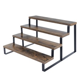 weddingwish Wood Cupcake Stand, 4 Tier Display Riser Stand, Rustic Cupcake Tower Stand for Dessert Table, Tiered Spice Rack Organizer, Perfume Organizer Stand, Desktop Display Stand for Decoration