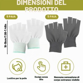 ZVBRSKM 10 paia di guanti di cotone, guanti senza dita grigi e bianchi, guanti sottili per inverno ed estate, adatti per mani secche