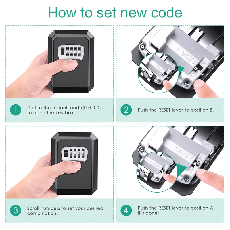 ORIA Key Storage Lock Box, 4 Digit Combination Lock Box,