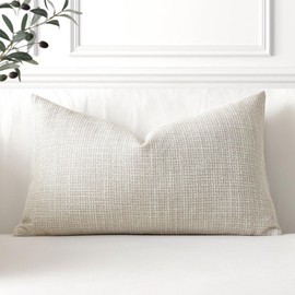 Artscope Linen Cushion Covers Set of 1 Decorative Lumbar Pillowcase Pillow Cover 12x20 Inch for Home Decor Sofa Bedroom Car 30x50cm Beige