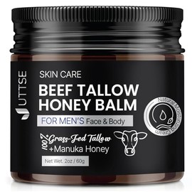 Uttse Sarga de ternera para hombre para el cuidado de la piel: 100% humectante facial de ternera alimentada con pasto para hombres, bálsamo de sargo y miel con aceite de oliva, miel de manuka para