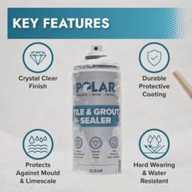 Polar Tile & Grout Sealer Clear Aerosol Spray - 6 x 13.5 Fl Oz | Instantly Waterproofs and Protects Floor Tile Grout | Ideal for Bathroom, Shower & Kitchen | Interior & Exterior Tile Sealer