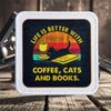 Patches Velcro "LIF IS BETTER WITH COFFEE, CATS AND BOOKS."