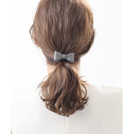 VINGTAINE H-561-GY Simple Color Ribbon Hair Rubber Acrylic Hair Accessory Gray