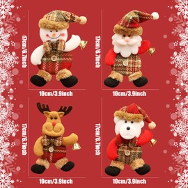 Christmas Ornaments Pack of 4 Cute Snowman Reindeer Santa Claus Bear Christmas Tree Ornaments Doll Tree Ornament Decor Christmas Decoration Present