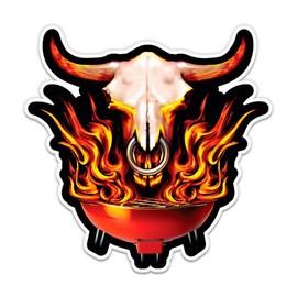 GT Graphics Flaming BBQ Grill Western - 8" Vinyl Sticker - for Car Laptop I-Pad - Waterproof Decal