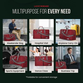 Lucky Travel Duffel Bags 85L, Gym Bag, Travel Bag & Large Duffle Bag for Men, Foldable Overnight Weekender Bags for Women & Men with Adjustable Shoulder Strap,