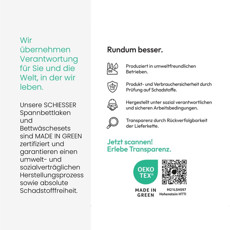 Schiesser Fine Jersey Fitted Sheet/100% Cotton/Available in Various Colours &