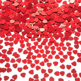 EMAAN Small Confetti Metal Foil Love Sequins, Cute Romantic Red Heart Confetti, Embellished with Valentine's Day Gifts, Wedding Party Decorations and Table Decoration Diameter 10MM (Red)
