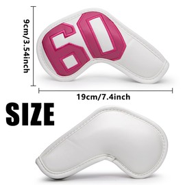 Golf Iron Covers Wedge Covers Golf Head Covers for Irons and Wedges Set of 6 Stylish Design Colorful Count Impact PU Leather Velcro Closure (48°, 50°, 52°, 54°, 58°, 60°), White/Black, 2 Colors (White)