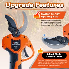Kebtek Electric Pruning Shears Cordless 40mm Battery Secateurs Power Pruner Shears Electric Snippers 1.6''-0.98'' Adjustable Cutting for Gardening Heavy Duty(Only Body Machine, NO Battery and Charger)