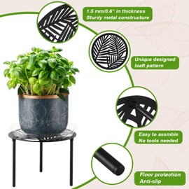 5-Pack 12” Heavy-duty Metal Plant Stands Large Flower Pot Holder for Indoor Outdoor Rust-proof Iron Potted Planter Stand Modern Round Corner Stand Shelf for Living Room Patio Garden Yard