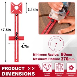 MorningRo 4 in 1 Router Milling Groove Bracket Aluminum Alloy Router Circle Cutting Jig Adjustable Circle Cutting Guide Cabinet Hardware Multifunctional Jig Suitable for Woodworking(Common)
