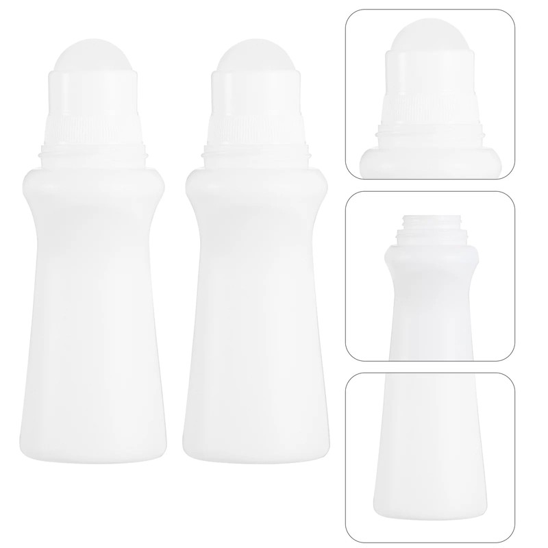 4 Pcs White 75ml Empty Refillable Roller Bottle Plastic Roll